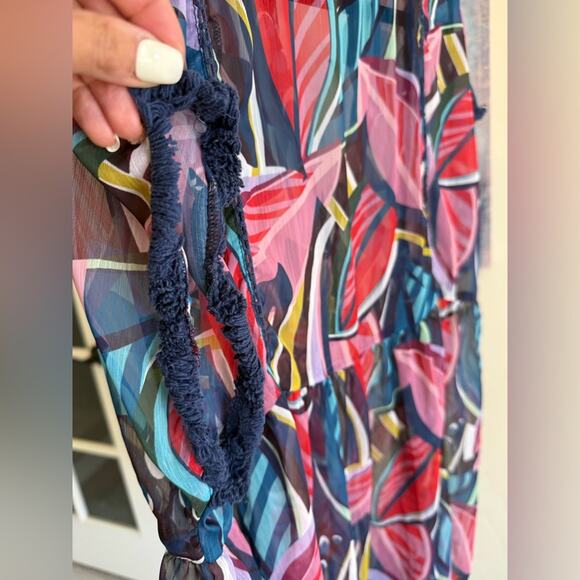 Bleu Rod Beattie Absolutely Fabulous Chiffon Cover Up Dress in Multi Size Medium - Picture 3 of 7